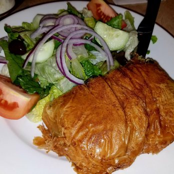 Pete's Grill - Spinach Pie with salad - New American Near Me - Sunnyside, New York