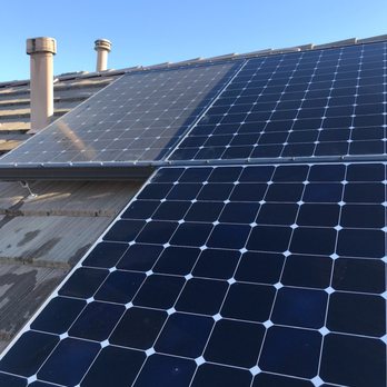 Pristine Solar Cleaning - Before and after photo on top left photo - Solar Panel Cleaning Near Me