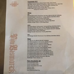 Von Bismarck - Drink menu