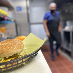 Red Wave Inn - Double cheeseburger and fries and one of there amazing chefs!