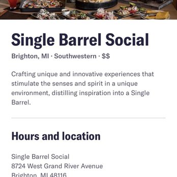 Single Barrel Social - Cocktail Bars Near Me - Brighton, Michigan Single Barrel Social - Cocktail Bars Near Me - Brighton, Michigan