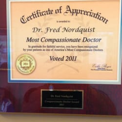 Fred A Nordquist, MD - Certificate