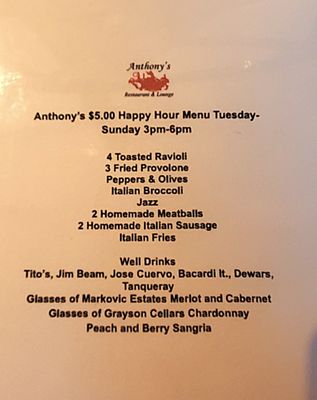 Menu photo 2 Anthony's Restaurant & Lounge Kansas City, MO Menu photo 2 Anthony's Restaurant & Lounge Kansas City, MO