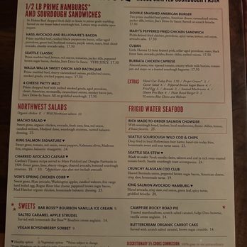 Von's 1000Spirits - food menu as of 2-18-24 - New American Near Me - Seattle, Washington