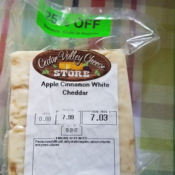 Cedar Valley Cheese Store - My favorite find - apple cinnamon white cheddar - 25% off! - Cheese Shops Near Me - Belgium, Wisconsin