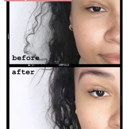 lash lift/tint + brow shaping before and after
