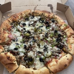 Shack Attack Pizza - The Fuzz add olives and green peppers with stuffed crust
