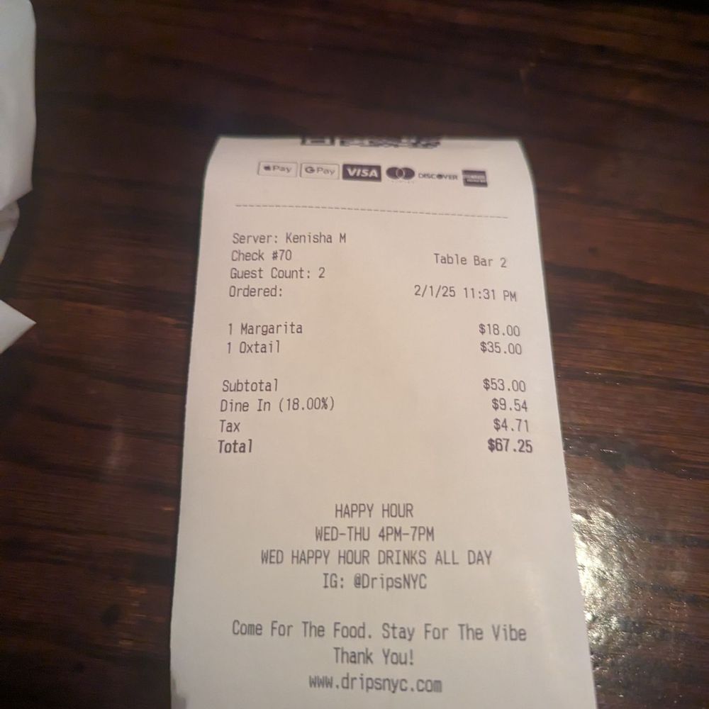 Drips Restaurant and Lounge - This is the first restaurant I came across that had dine in fees. - Lounges Near Me - Bronx, New York