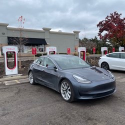 Tesla Supercharger - Tesla supercharger. Parking lot re-paving but still open