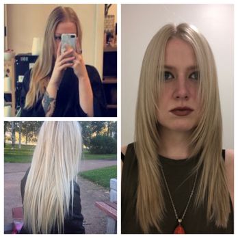 Clementine Hair Studio - Top left immediately before, bottom left reference photo shown, right immediately after cut/color. - Hair Stylists Near Me - Somerville, Massachusetts Clementine Hair Studio - Top left immediately before, bottom left reference photo shown, right immediately after cut/color. - Hair Stylists Near Me - Somerville, Massachusetts