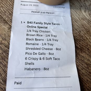 Guac Shop Mexican Grill - Receipt for $40.00 family meal - Mexican Near Me - Queens, New York Guac Shop Mexican Grill - Receipt for $40.00 family meal - Mexican Near Me - Queens, New York