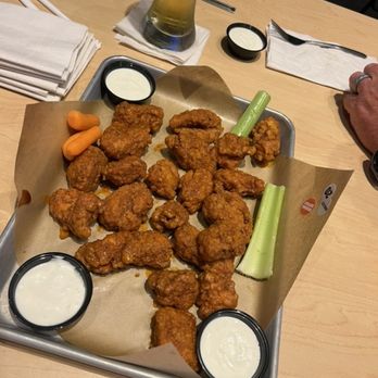 Buffalo Wild Wings - Pretty Decent Buffalo Boneless Wings. Blue Cheese. Ranch. Carrots. Celery. - Chicken Wings Near Me - St George, Utah Buffalo Wild Wings - Pretty Decent Buffalo Boneless Wings. Blue Cheese. Ranch. Carrots. Celery. - Chicken Wings Near Me - St George, Utah