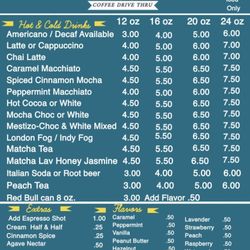 Hugz In Mugz - Menu