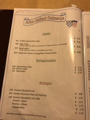 Menu photo 8 Allee Stüberl Dalmacija Munich, BY Menu photo 8 Allee Stüberl Dalmacija Munich, BY