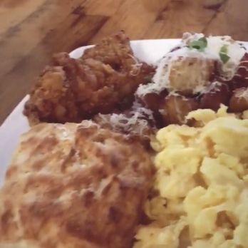 Biscuit Head - Full breakfast with potatoes and fried chicken - Bakeries Near Me - Asheville, North Carolina