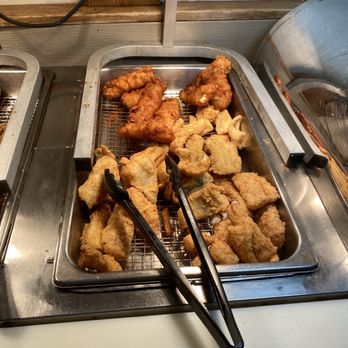 Birchwood Grill - Deep fried Cod, not sure what's on the bottom. - Steakhouses Near Me - Kenosha, Wisconsin