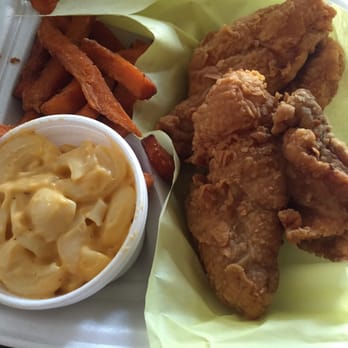 Crispy Fried Chicken - Two piece white meat with Mac n cheese and sweet potato fries - Chicken Wings Near Me - San Diego, California Crispy Fried Chicken - Two piece white meat with Mac n cheese and sweet potato fries - Chicken Wings Near Me - San Diego, California
