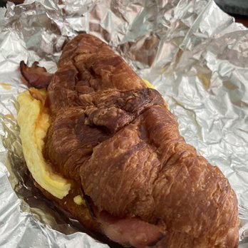 Nine Bar Espresso - Bacon egg cheese croissant sandwich . Very yummy and perfect proportion of everything! - Coffee & Tea Near Me - Somerville, Massachusetts