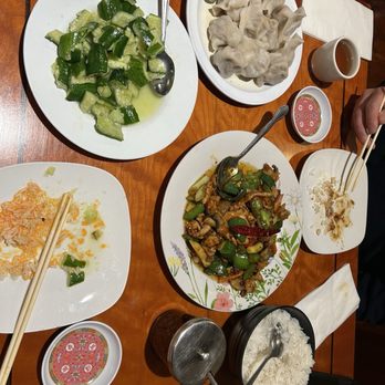 Dumpling Queen - Garlic cucumber, Kung Pao Chicken, steamed pork chive dumplings - Chinese Near Me - Chantilly, Virginia