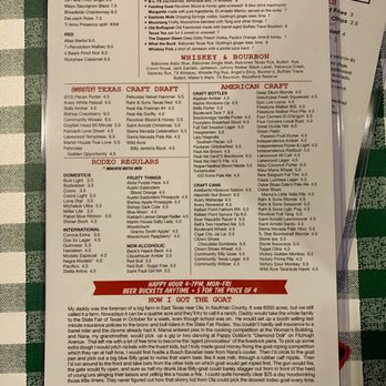 Rodeo Goat - Menu Back - Burgers Near Me - Rockwall, Texas