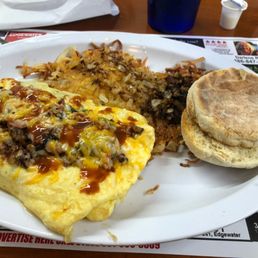 Meat lovers omelette, this is turning into one of our go to SATURDAY breakfast places. Staff and food are great. Meat lovers omelette, this is turning into one of our go to SATURDAY breakfast places. Staff and food are great.