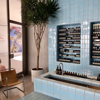 Aesop Century City - The blue tiled interior - inspired by a swimming pool - Cosmetics & Beauty Supply Near Me - Los Angeles, California Aesop Century City - The blue tiled interior - inspired by a swimming pool - Cosmetics & Beauty Supply Near Me - Los Angeles, California