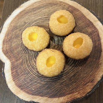 Rangeen Kitchen - A Heavenly  Dessert,  Chocolate puffs with mango mousse - Indian Near Me - Laguna Niguel, California