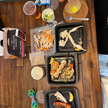Red Lobster - a table full of food and drinks - Seafood Near Me - Concord, North Carolina Red Lobster - a table full of food and drinks - Seafood Near Me - Concord, North Carolina