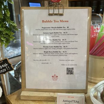 AntiquiTEAs - Bubble tea menu - Tea Rooms Near Me - Winter Garden, Florida