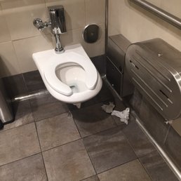 This doesn't do it justice but there is pee on the toilet (that is dry) and hair in the seat as well as water all over the floor. This doesn't do it justice but there is pee on the toilet (that is dry) and hair in the seat as well as water all over the floor.