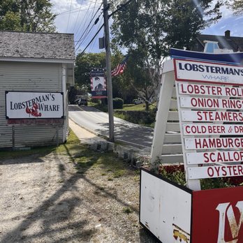 Lobsterman's Wharf - Sign at parking entrance - Seafood Near Me - East Boothbay, Maine Lobsterman's Wharf - Sign at parking entrance - Seafood Near Me - East Boothbay, Maine