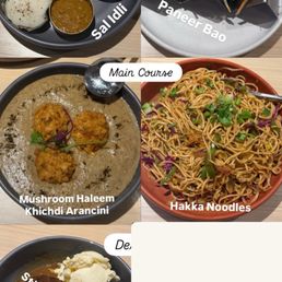 Sal Idli, Panner Bao, Mushroom Haleem-Kichdi Arancini, Hakka Noodles, Sticky Date Pudding Sal Idli, Panner Bao, Mushroom Haleem-Kichdi Arancini, Hakka Noodles, Sticky Date Pudding