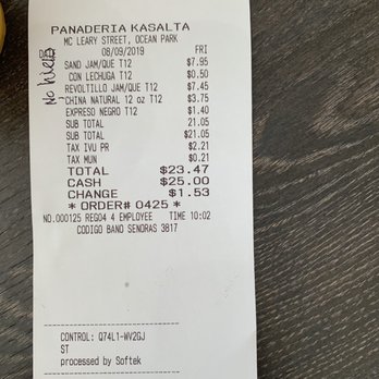 Kasalta - This was how much everything was and just a head ups in Puerto Rico every place will charge you their Puerto Rican tax which is 10.5% - Spanish Near Me - San Juan, Puerto Rico Kasalta - This was how much everything was and just a head ups in Puerto Rico every place will charge you their Puerto Rican tax which is 10.5% - Spanish Near Me - San Juan, Puerto Rico