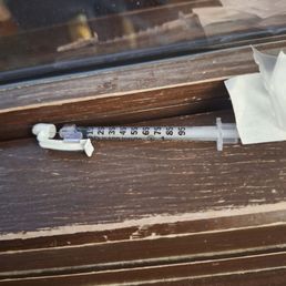 Needle left on window sill. Needle left on window sill.