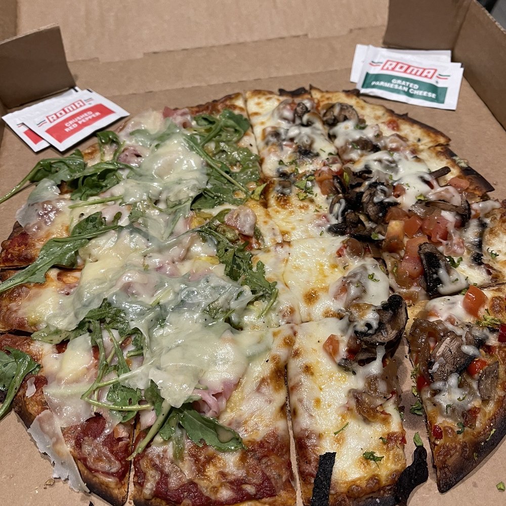Eno's Pizza Tavern - Half half - pineapple Fresca and Calabria - Pizza Near Me - Forney, Texas