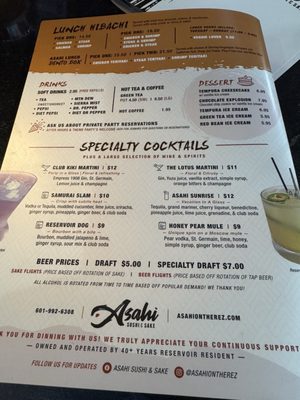 Menu photo 1 Asahi Sushi & Sake Brandon, MS Menu photo 1 Asahi Sushi & Sake Brandon, MS