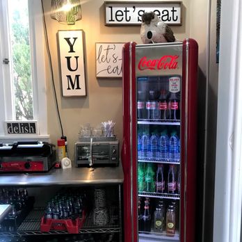 Little Sparrow Cafe - a mini fridge in a small kitchen - Ice Cream & Frozen Yogurt Near Me - Albuquerque, New Mexico