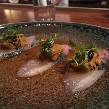 O Ya - Shima aji & Santa Barbara sea urchin ($37) - Japanese Near Me - Boston, Massachusetts O Ya - Shima aji & Santa Barbara sea urchin ($37) - Japanese Near Me - Boston, Massachusetts
