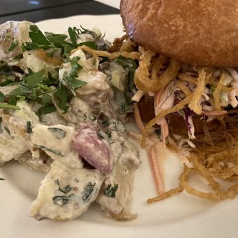 Heather's - Pulled pork with bacon potato salad - Coffee & Tea Near Me - Minneapolis, Minnesota