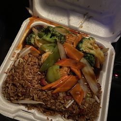 China Town II - Dinner combination: Szechuan Shrimp with Pork fried rice (also came with a free eggroll)