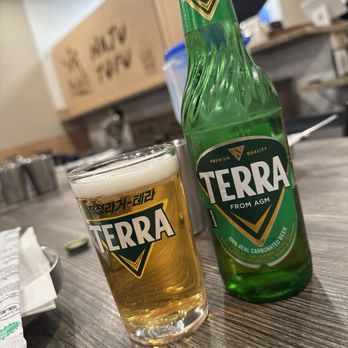 Naju Tofu - Terra beer. Pretty ok. Nothing to write home about, but it's nice to have a Korean beer with your Korean food. - Korean Near Me - Fresno, California Naju Tofu - Terra beer. Pretty ok. Nothing to write home about, but it's nice to have a Korean beer with your Korean food. - Korean Near Me - Fresno, California