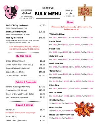 Menu photo 1 Meto Pub Tega Cay, SC Menu photo 1 Meto Pub Tega Cay, SC