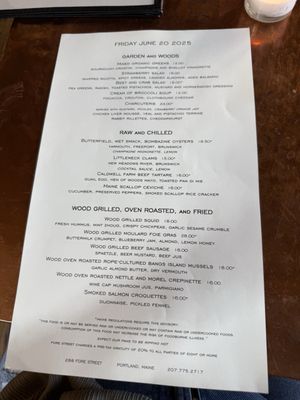 Menu photo 7 Fore Street Portland, ME