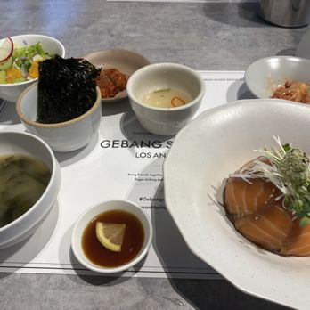 Gebang Sikdang - Soy marinated salmon set - Korean Near Me - Los Angeles, California Gebang Sikdang - Soy marinated salmon set - Korean Near Me - Los Angeles, California