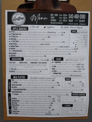 Menu photo 2 Griffin's Eatery Brockville, ON