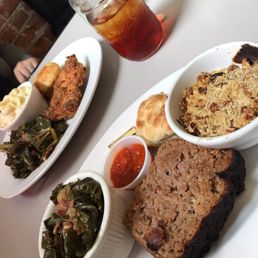 Proper - Meatloaf lunch plate with collars greens and sweet potato casserole and a fried chicken lunch plate with collards and mac n cheese. - Southern Near Me - Boone, North Carolina Proper - Meatloaf lunch plate with collars greens and sweet potato casserole and a fried chicken lunch plate with collards and mac n cheese. - Southern Near Me - Boone, North Carolina