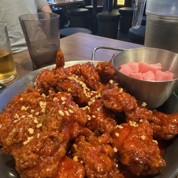 Misoolkwan OC - $22 HOT & SPICY CHICKEN (BONE-IN): good, couldn't tell which pieces had bones so was a surprise every bite! But delicious none-the-less. - Korean Near Me - Buena Park, California