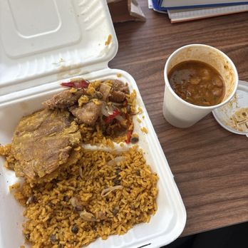 The Earthy Kitchen - Yellow rice & gandules, breaded vegan chicken, tostones, and beans - Vegan Near Me - Orlando, Florida The Earthy Kitchen - Yellow rice & gandules, breaded vegan chicken, tostones, and beans - Vegan Near Me - Orlando, Florida