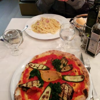Trattoria Al Leoncini - My vegetarian pizza (no formaggio) and my friends spaghetti alla carbonara - Trattorie Near Me - Venezia, VE Trattoria Al Leoncini - My vegetarian pizza (no formaggio) and my friends spaghetti alla carbonara - Trattorie Near Me - Venezia, VE