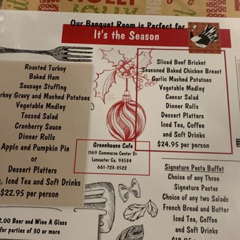 Greenhouse Cafe - Menu on the table - Sandwiches Near Me - Lancaster, California